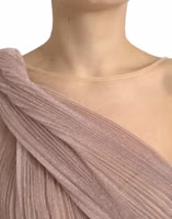 Light Lilac Pleated Lame Tulle One Shoulder Dress 4