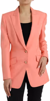 Pink Polyester Single Breasted Blazer Jacket 1