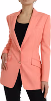 Pink Polyester Single Breasted Blazer Jacket 2