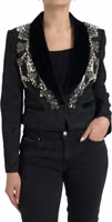 Black Crystal Embellished Overcoat Jacket 1