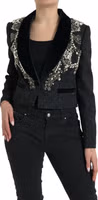 Black Crystal Embellished Overcoat Jacket 2