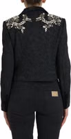 Black Crystal Embellished Overcoat Jacket 3