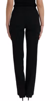 Black Wool Mid Waist Tapered Pants 3