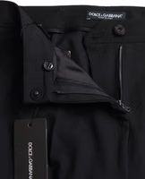 Black Wool Mid Waist Tapered Pants 5