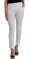 White Wool Mid Waist Tapered Pants 1