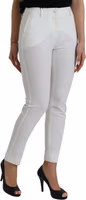 White Wool Mid Waist Tapered Pants 2