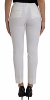 White Wool Mid Waist Tapered Pants 3
