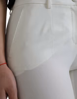 White Wool Mid Waist Tapered Pants 4