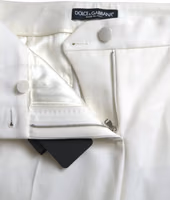 White Wool Mid Waist Tapered Pants 5