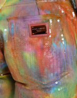 Multicolor Tie Dye Sequined High Waist Cropped Pants 5