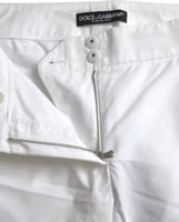 White Cut Out Cotton Mid Waist Cropped Pants 5