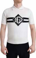 White DG Logo Collared Henley Shirt T-shirt 1