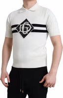 White DG Logo Collared Henley Shirt T-shirt 2