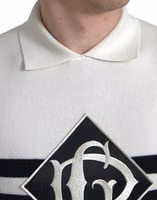 White DG Logo Collared Henley Shirt T-shirt 4