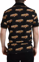 Black Car Print Short Sleeve Polo T-shirt 3