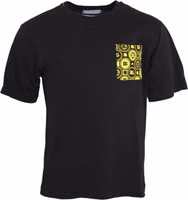Black Printed Pocket Cotton Crewneck T-shirt 2
