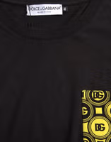 Black Printed Pocket Cotton Crewneck T-shirt 3