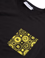 Black Printed Pocket Cotton Crewneck T-shirt 4