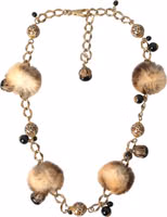 Gold Brass Leopard Fur Pearl Collier Chain Belt 1