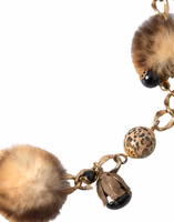 Gold Brass Leopard Fur Pearl Collier Chain Belt 3