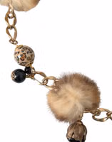 Gold Brass Leopard Fur Pearl Collier Chain Belt 4