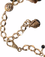 Gold Brass Leopard Fur Pearl Collier Chain Belt 5
