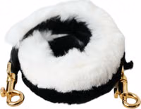 Black White Lapin Fur Accessory Shoulder Strap 1