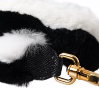 Black White Lapin Fur Accessory Shoulder Strap 3