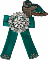 Green Satin Bird Crystal Women Hair Clip 1