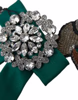 Green Satin Bird Crystal Women Hair Clip 2