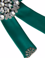 Green Satin Bird Crystal Women Hair Clip 3