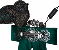 Green Satin Bird Crystal Women Hair Clip 5