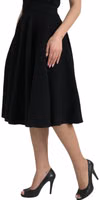Black High Waist A-line Knee Length Skirt 2