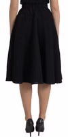 Black High Waist A-line Knee Length Skirt 3