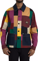 Multicolor Patchwork Cotton Collared Jacket 1