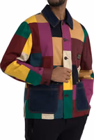 Multicolor Patchwork Cotton Collared Jacket 2