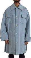 Light Blue Wool Button Trench Coat Jacket 1