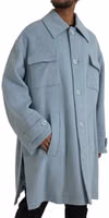 Light Blue Wool Button Trench Coat Jacket 2