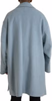 Light Blue Wool Button Trench Coat Jacket 3