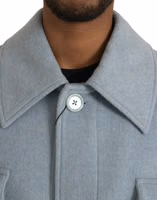 Light Blue Wool Button Trench Coat Jacket 4
