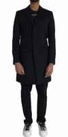 Black Single Breasted Trench Coat Jacket 1