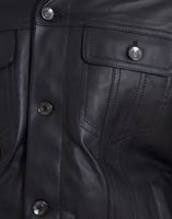 Black Leather Fur Collar Biker Coat Jacket 5