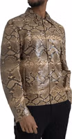 Beige Exotic Leather Biker Blouson Jacket 2