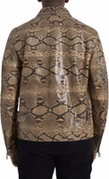 Beige Exotic Leather Biker Blouson Jacket 3