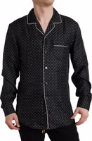 Black Polka Dot Silk Long Sleeve Shirt 1