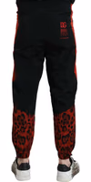 Black Red Leopard Print Nylon Jogger Pants 2