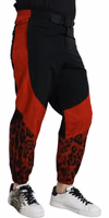 Black Red Leopard Print Nylon Jogger Pants 3