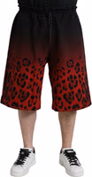 Red Leopard Print Cotton Bermuda Shorts 1