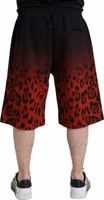 Red Leopard Print Cotton Bermuda Shorts 2