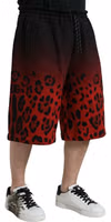 Red Leopard Print Cotton Bermuda Shorts 3